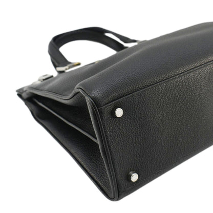 GUCCI Zumi Medium Leather Top Handle Shoulder Bag Black 564714
