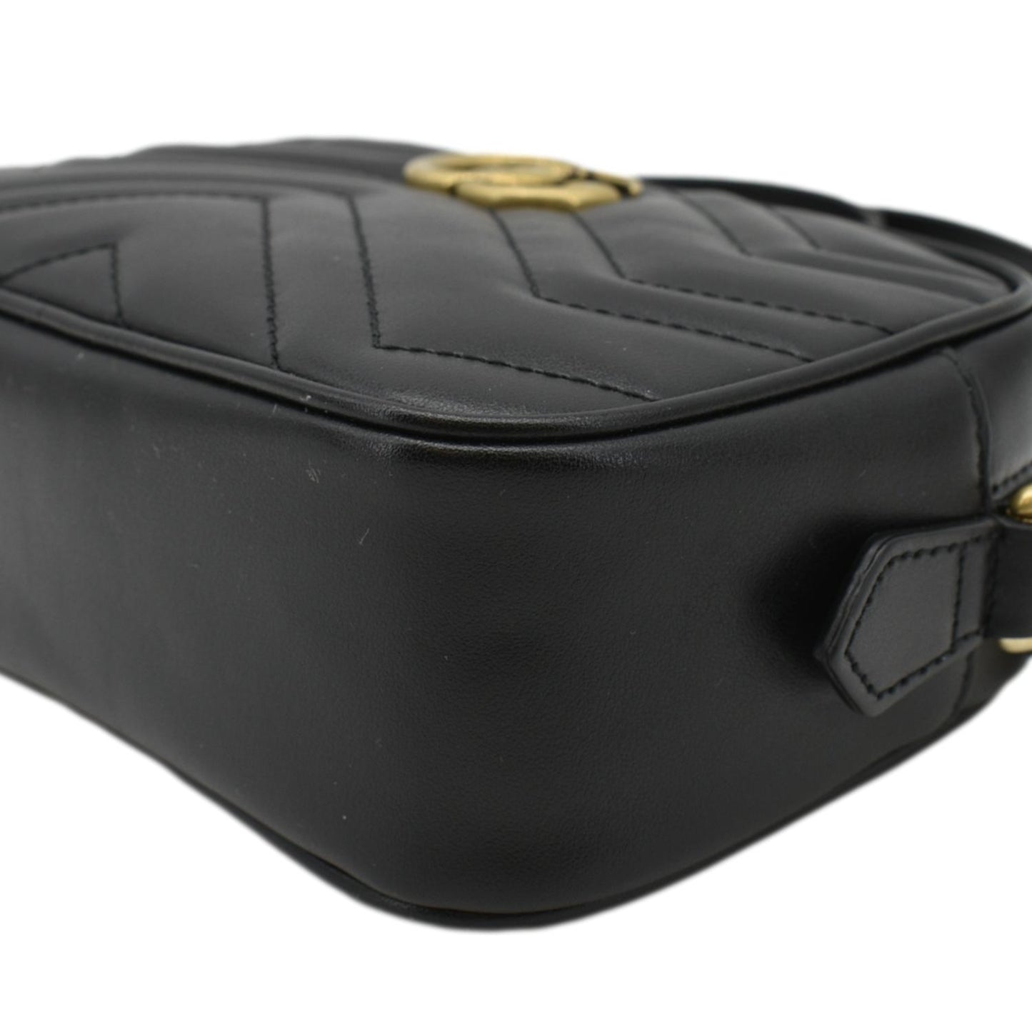 GUCCI GG Marmont Mini Calfskin Matelasse Crossbody Camera Bag Black 634785