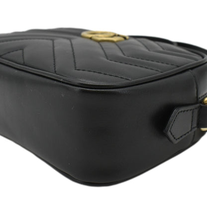GUCCI GG Marmont Mini Calfskin Matelasse Crossbody Camera Bag Black 634785