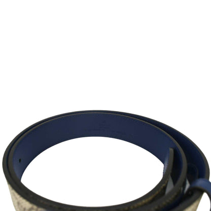 GUCCI GG Buckle Supreme Canvas Leather Belt Size 85.34 Blue 414516