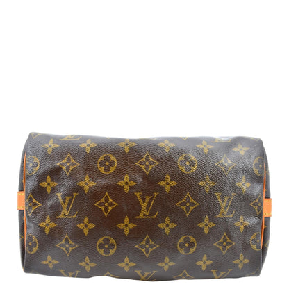 LOUIS VUITTON Speedy 25 Monogram Canvas Satchel Bag Brown