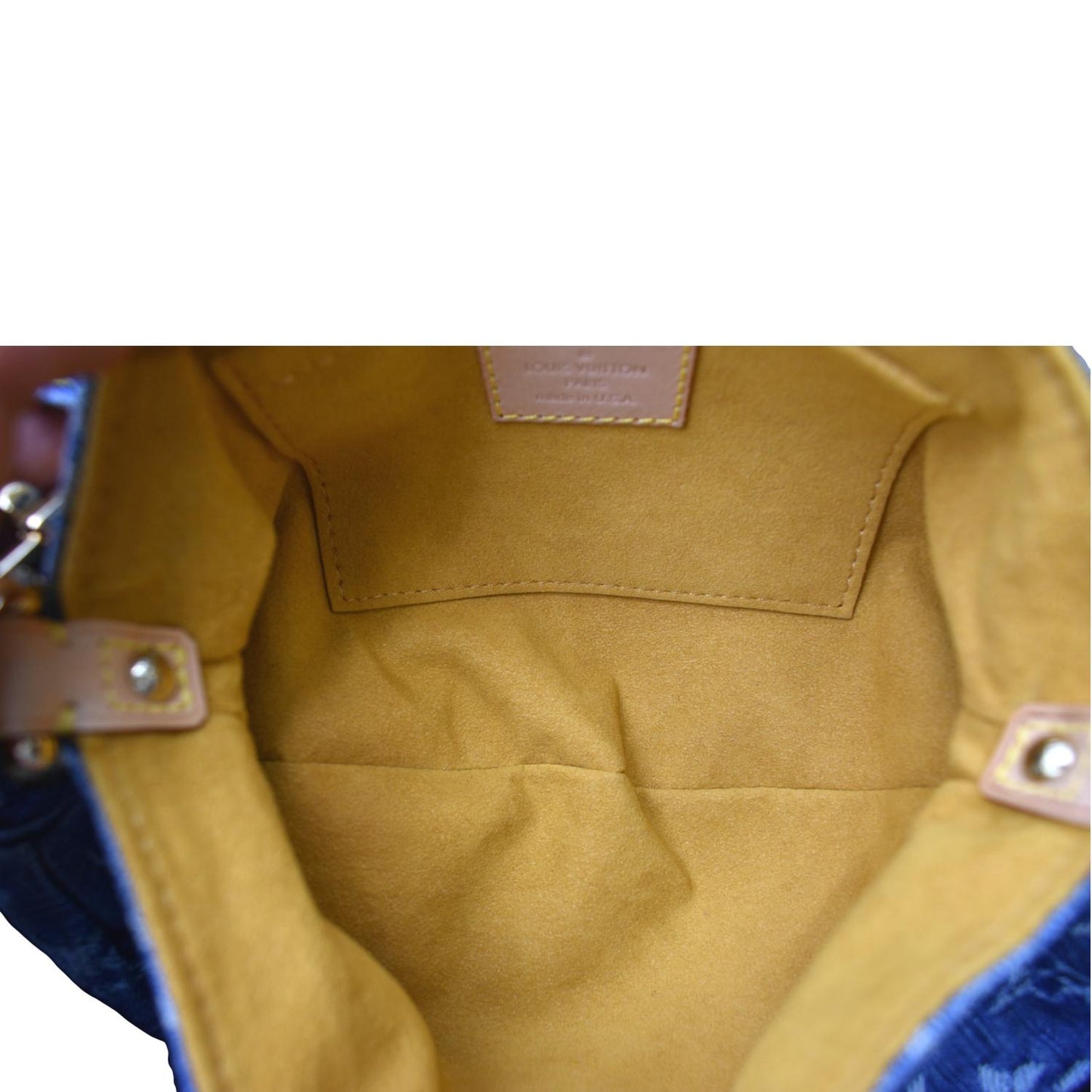 LOUIS VUITTON Mini Pleaty Monogram Denim Shoulder Handbag Blue