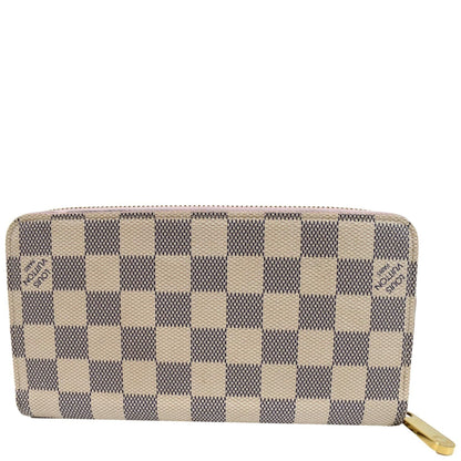 LOUIS VUITTON Zip Around Damier Azur Wallet White