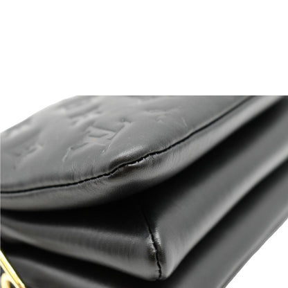 LOUIS VUITTON Coussin BB Monogram Embossed Leather Shoulder Bag Black