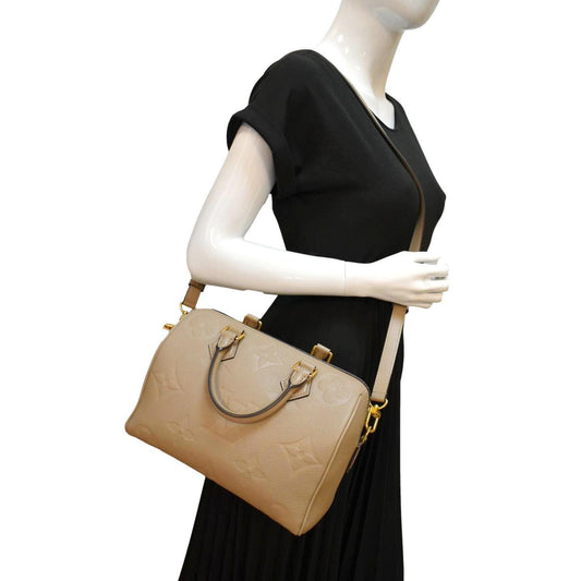 LOUIS VUITTON Speedy 25 Bandouliere Monogram Empreinte Shoulder Bag Tourterelle