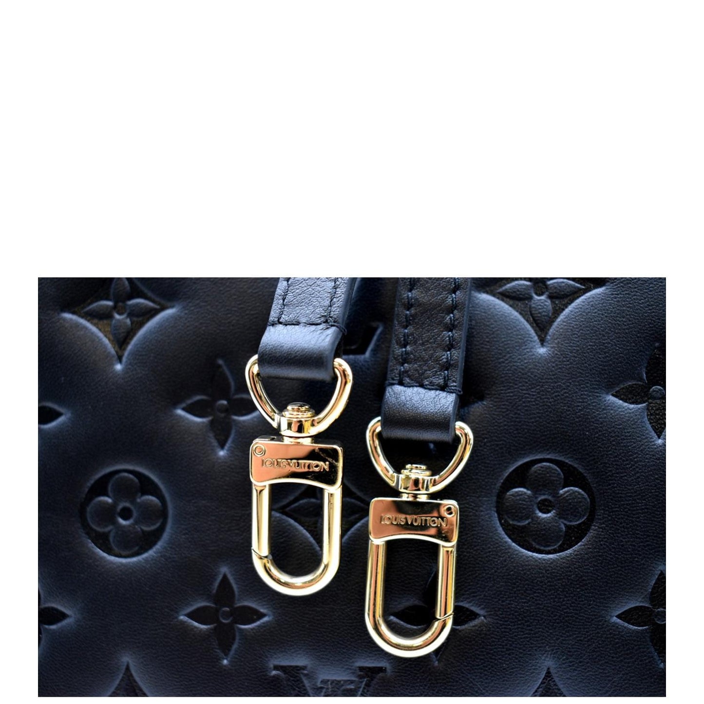 LOUIS VUITTON Coussin BB Monogram Embossed Leather Shoulder Bag Black
