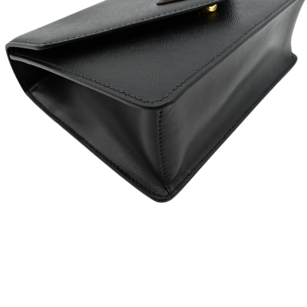 PRADA Saffiano Lux Leather Crossbody Bag Black