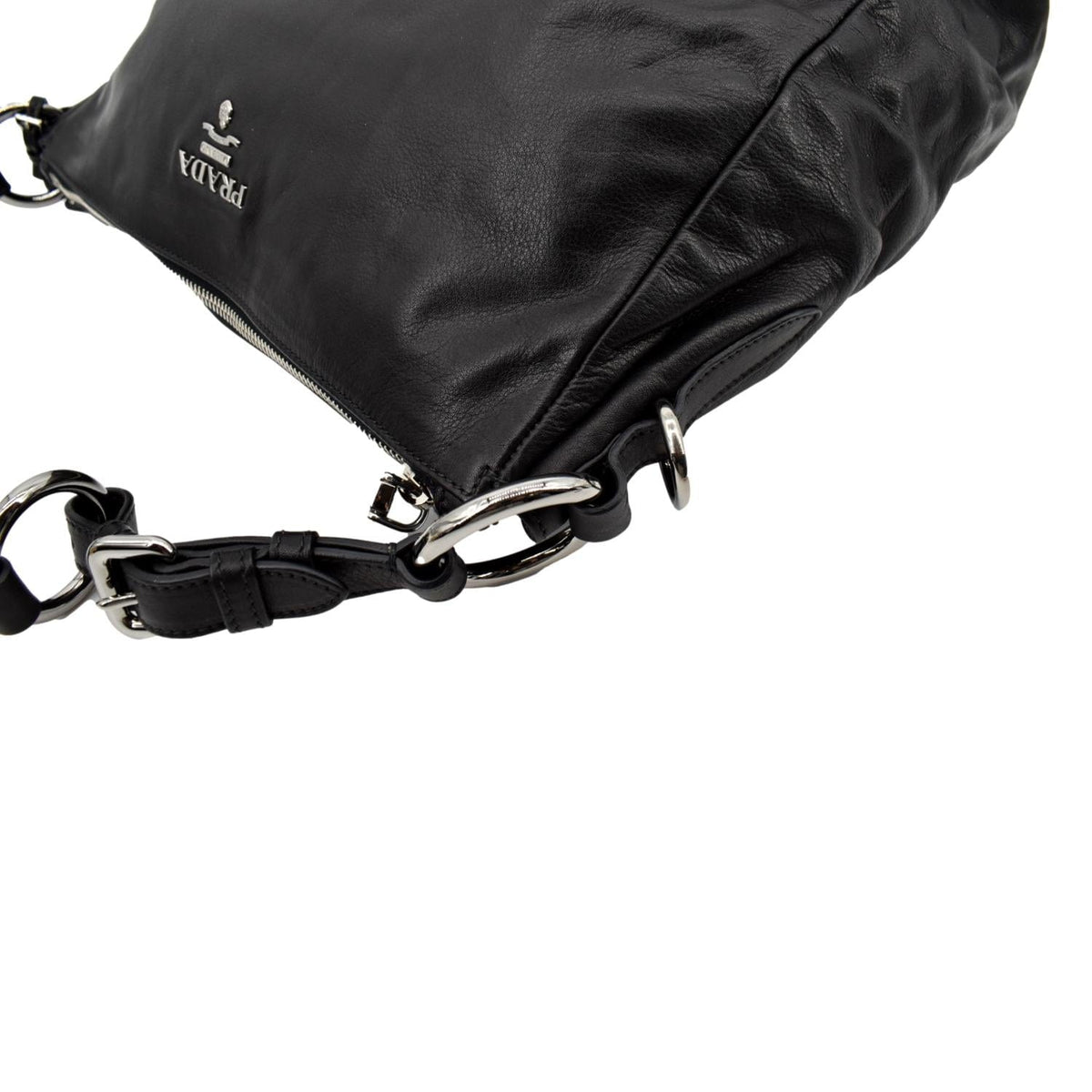 PRADA Leather Shoulder Bag Black