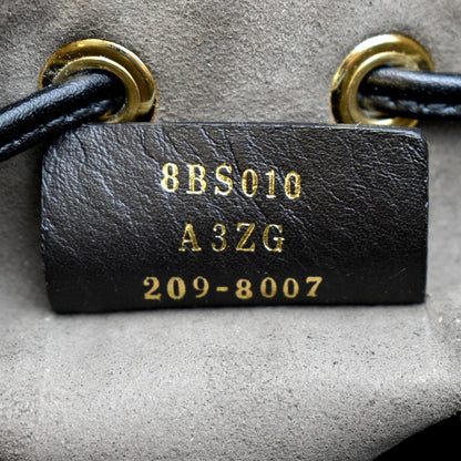 FENDI Mon Tresor Drawstring FF Leather Bucket Bag Black