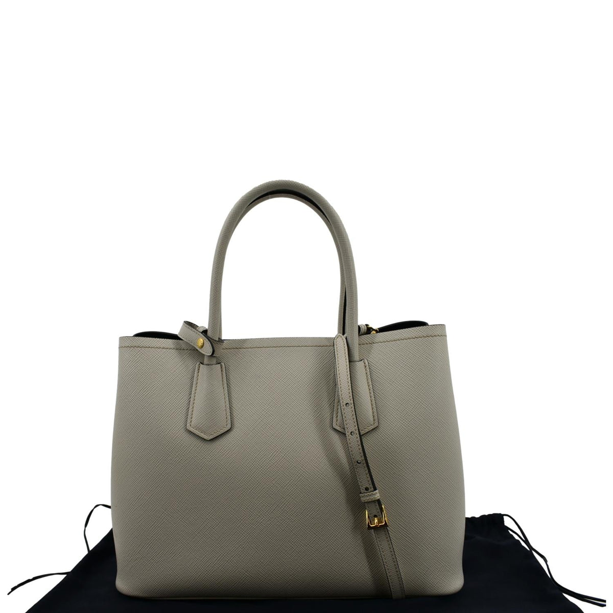 PRADA Medium Double Saffiano Leather Crossbody Bag White  - Hot Deals