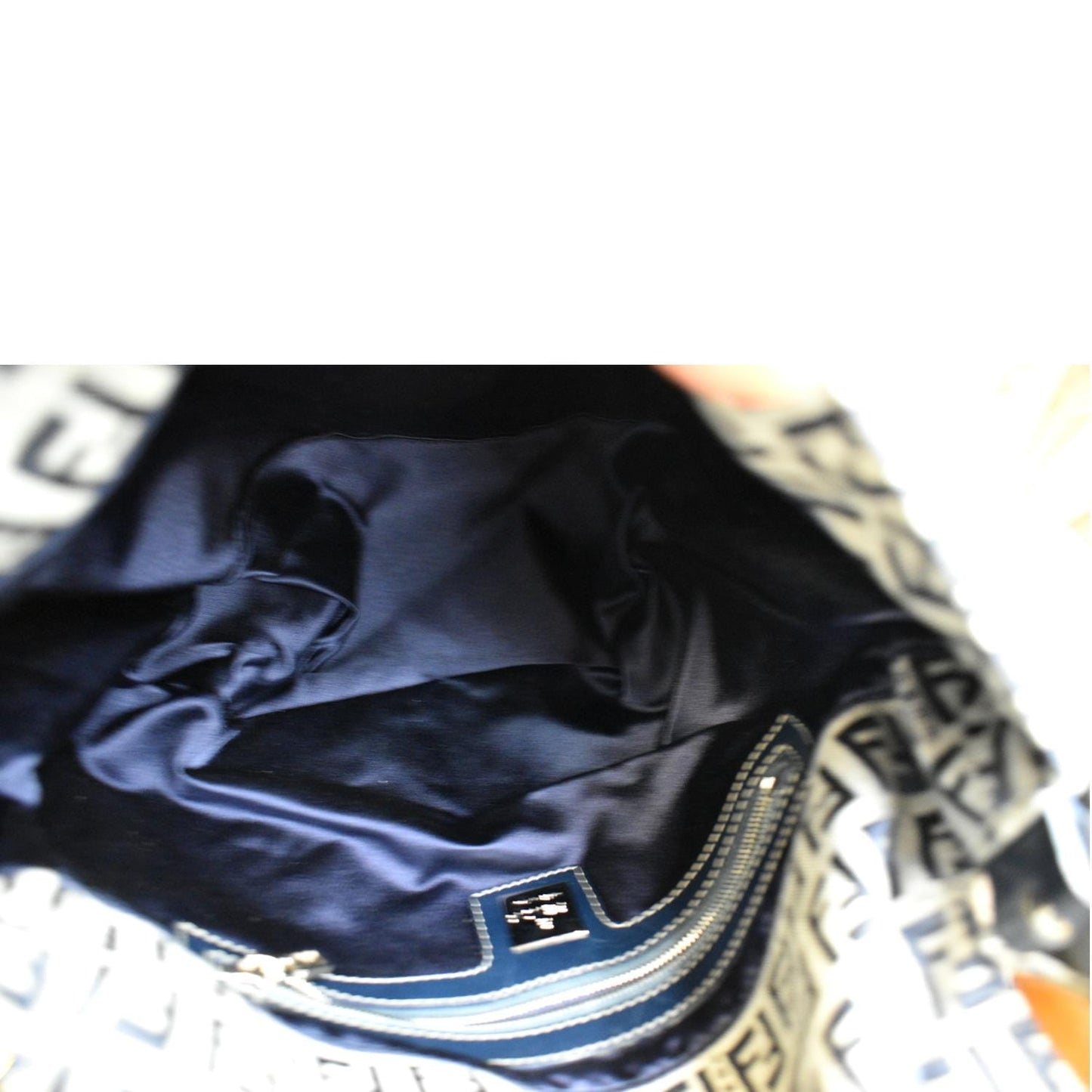FENDI Mamma Baguette Zucca Hobo Shoulder Bag Grey
