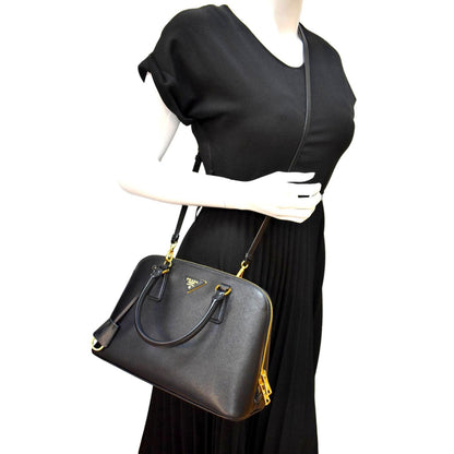 PRADA Lux Medium Promenade Saffiano Leather Shoulder Bag Nero BL0837