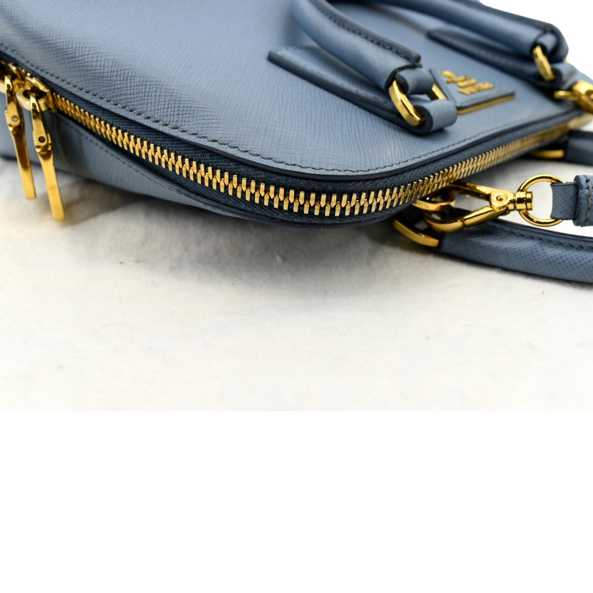 PRADA Fuoco Lux Saffiano Leather Crossbody Bag Light Blue