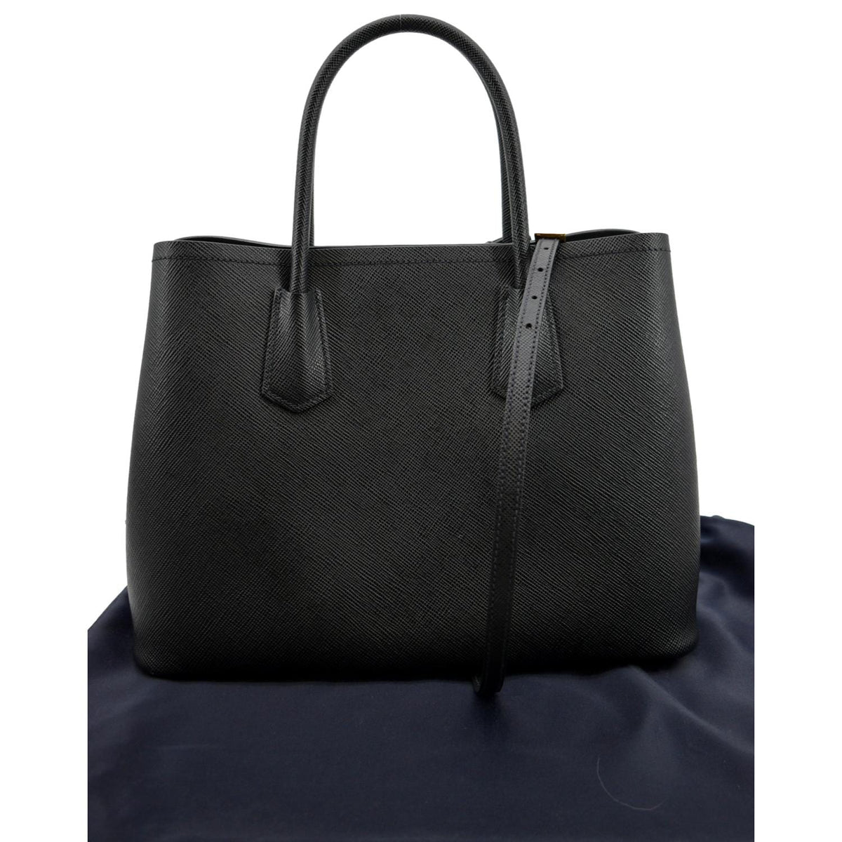 PRADA Double Handle Saffiano Leather Tote Bag Black