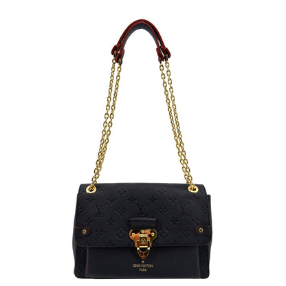 LOUIS VUITTON Vavin PM Monogram Empreinte Leather Shoulder Bag Navy Blue