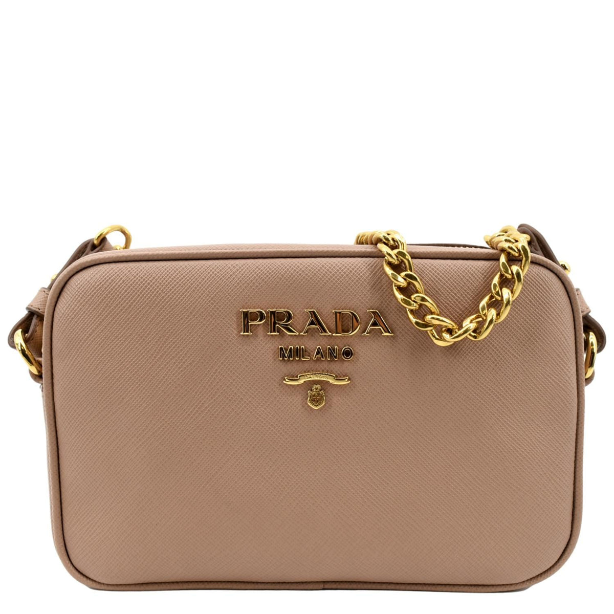 PRADA Small Saffiano Leather Camera Crossbody Bag Pink