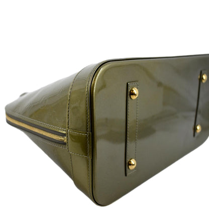 LOUIS VUITTON Alma GM Monogram Vernis Leather Satchel Bag Green