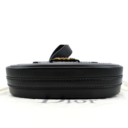 CHRISTIAN DIOR D Fence Calfskin Leather Saddle Bag Black