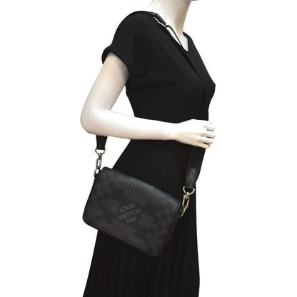 LOUIS VUITTON Studio Damier Graphite Messenger Bag Black