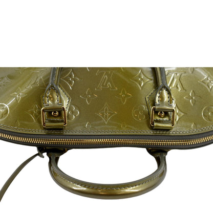 LOUIS VUITTON Alma GM Monogram Vernis Leather Satchel Bag Green