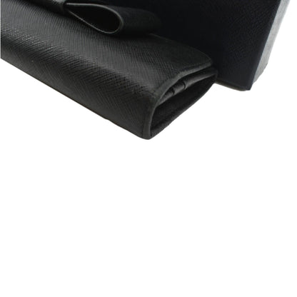 PRADA Bow Saffiano Leather Wallet Black