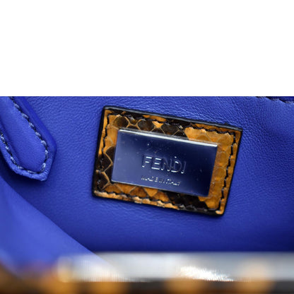 FENDI Peekaboo Mini Python Leather Shoulder Bag Brown