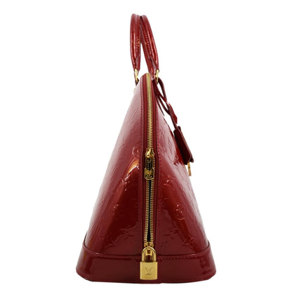 LOUIS VUITTON Alma GM Monogram Vernis Leather Satchel Bag Red
