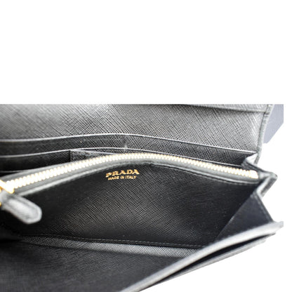PRADA Bow Saffiano Leather Wallet Black