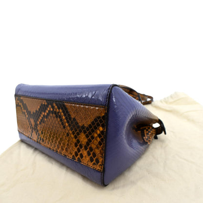 FENDI Peekaboo Mini Python Leather Shoulder Bag Brown