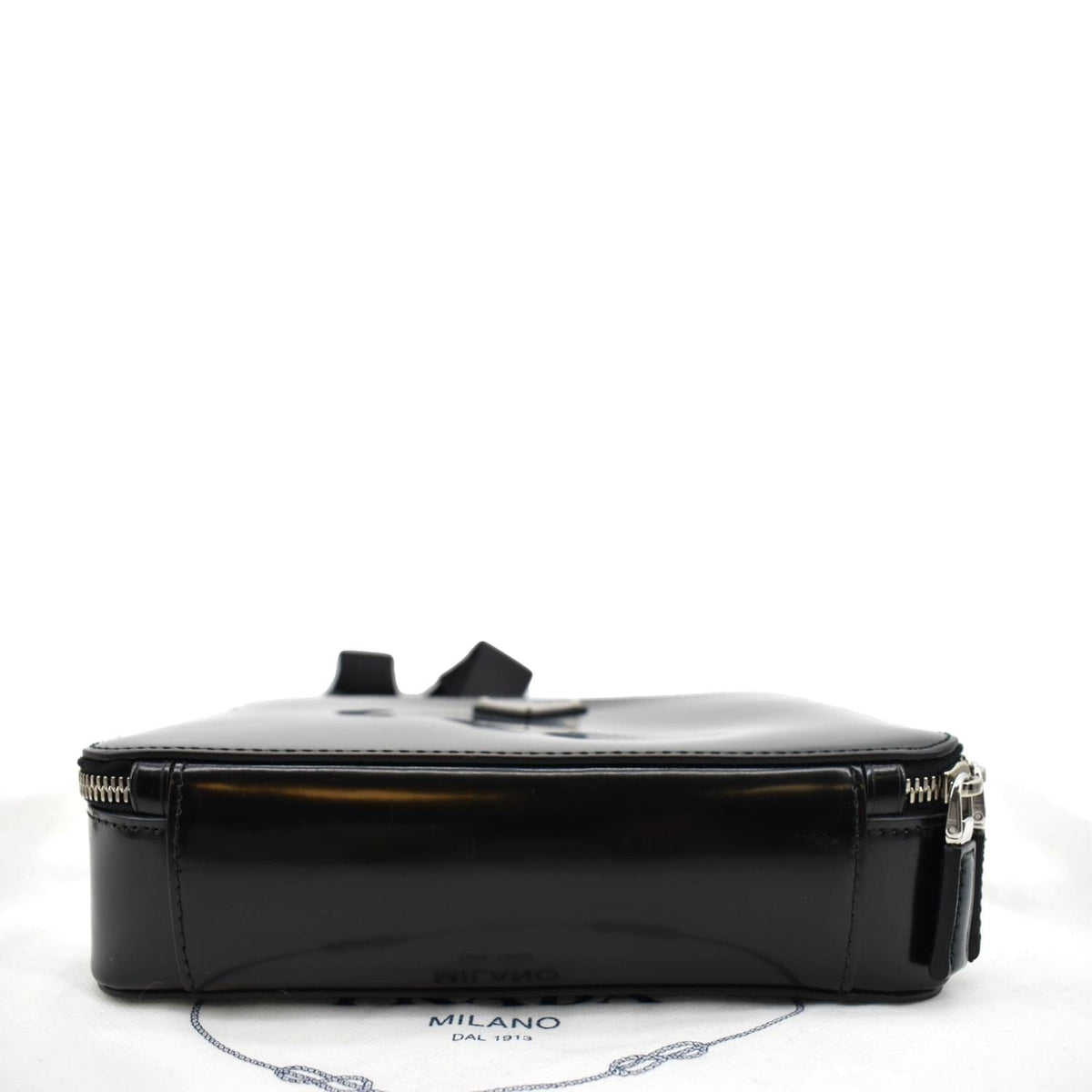 PRADA Brique Patent Leather Crossbody Bag Black 2VH069