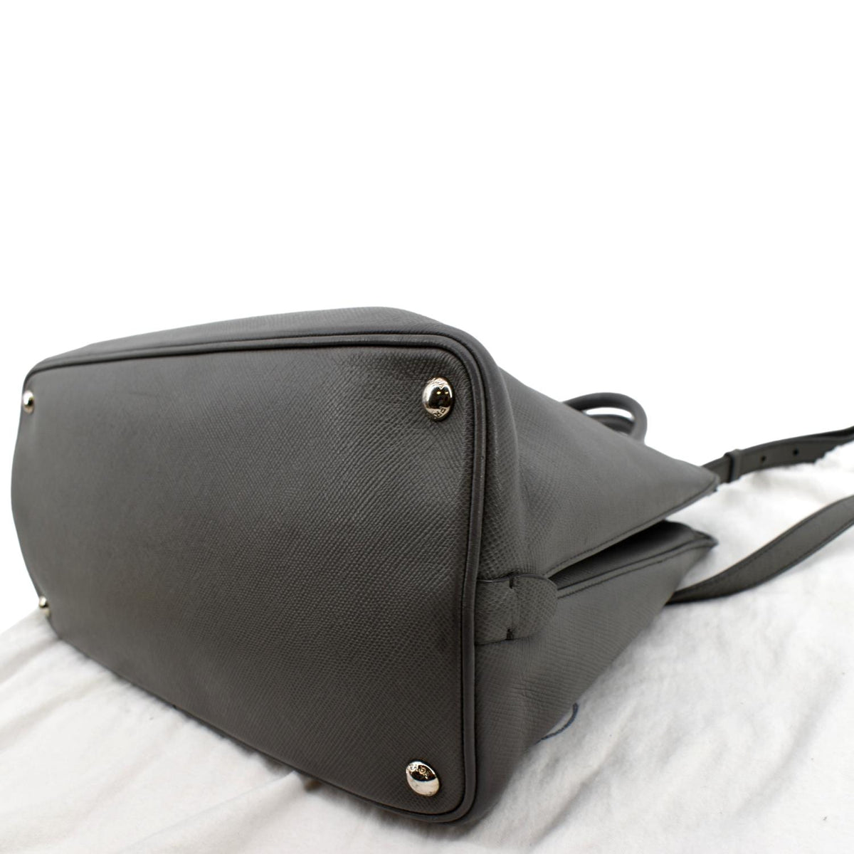 PRADA Cuir Open Promenade Saffiano LeatherTop Handle Tote Bag Grey
