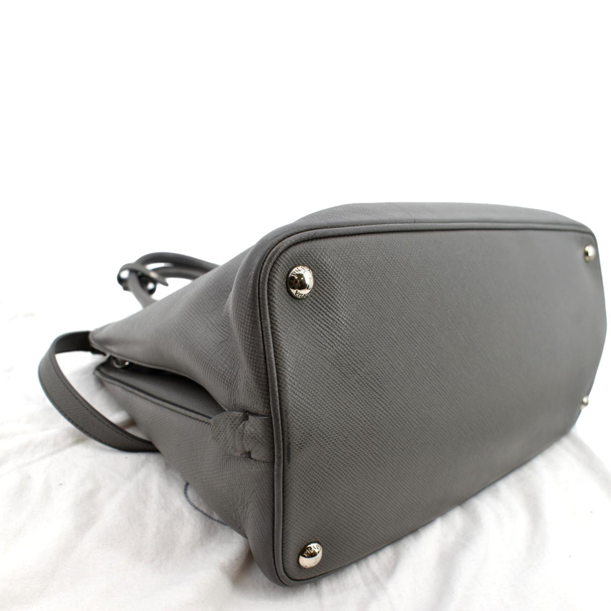 PRADA Cuir Open Promenade Saffiano LeatherTop Handle Tote Bag Grey