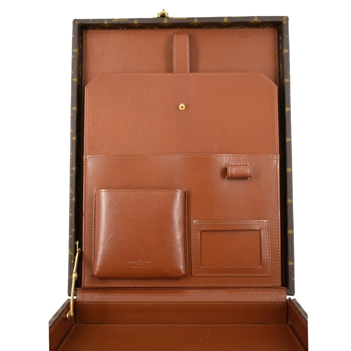 LOUIS VUITTON Attache Case Vertical Monogram Canvas Briefcase Brown