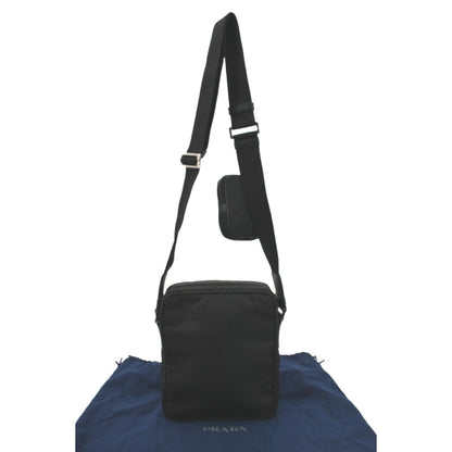 PRADA Re-Nylon Saffiano Leather Crossbody Bag Black