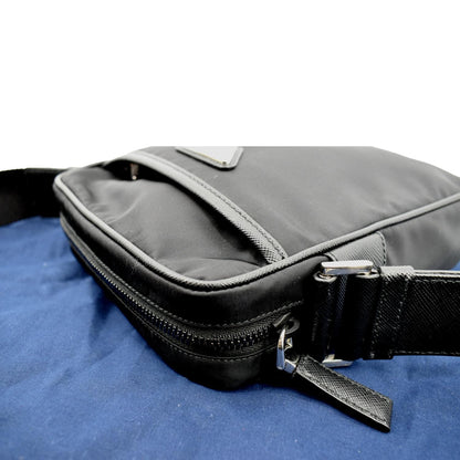 PRADA Re-Nylon Saffiano Leather Crossbody Bag Black