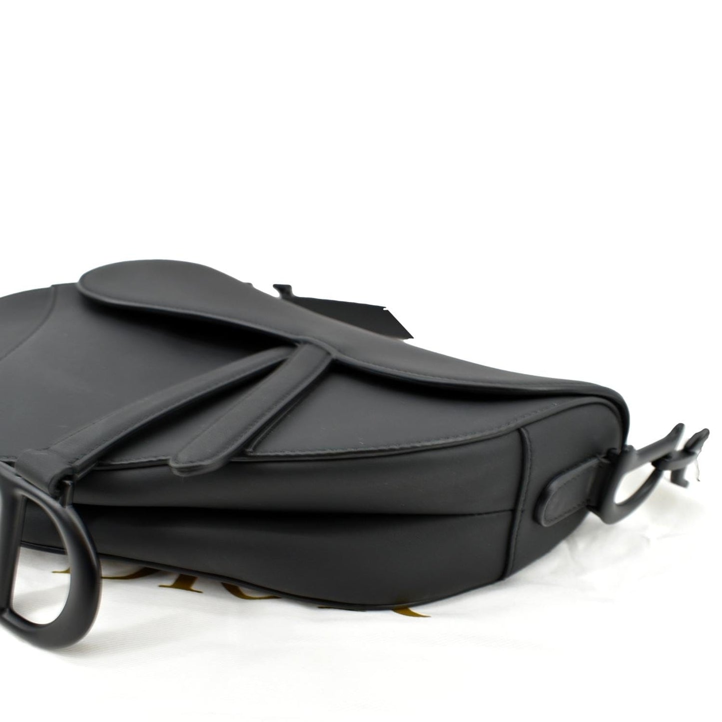 CHRISTIAN DIOR Saddle Leather Satchel Bag Black