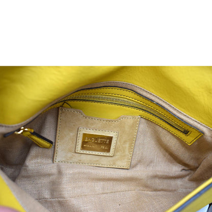 FENDI Convertable Baguette Leather Crossbody Bag Yellow