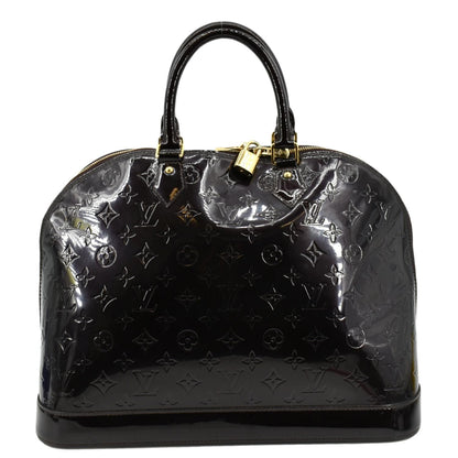 LOUIS VUITTON Alma GM Monogram Vernis Leather Satchel Bag Amarante