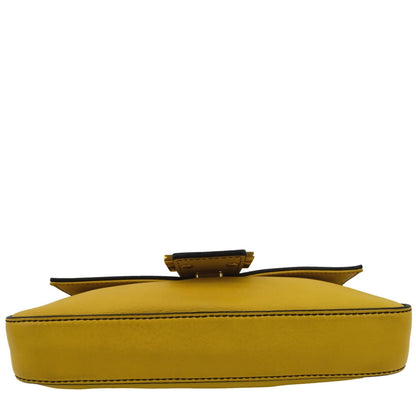 FENDI Convertable Baguette Leather Crossbody Bag Yellow