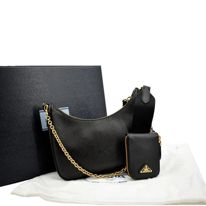 PRADA Re-Edition 2005 Saffiano Leather Shoulder Bag Black