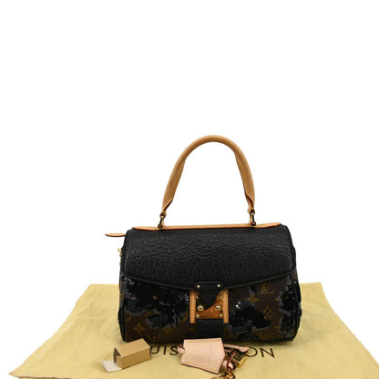 LOUIS VUITTON Fleur De Jais Carrousel Monogram Leather Satchel Bag Black