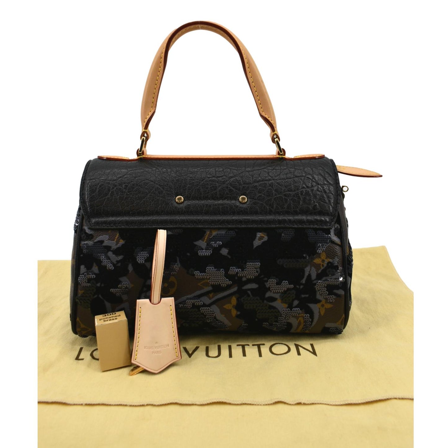 LOUIS VUITTON Fleur De Jais Carrousel Monogram Leather Satchel Bag Black
