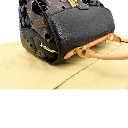 LOUIS VUITTON Fleur De Jais Carrousel Monogram Leather Satchel Bag Black