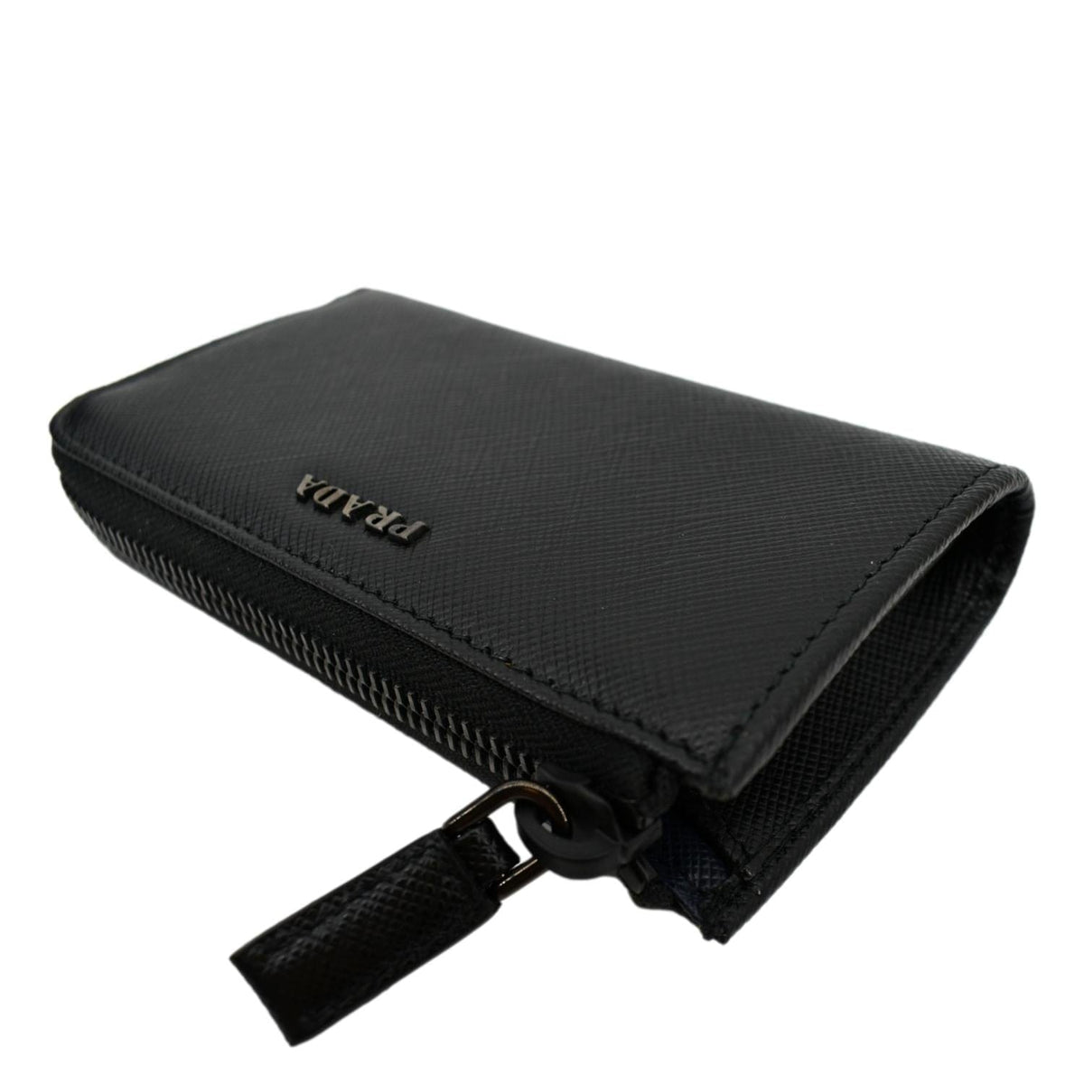 PRADA Saffiano Leather Zip Pouch Black