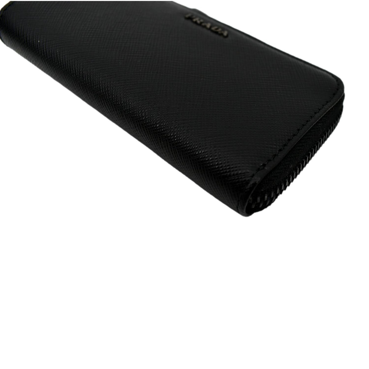 PRADA Saffiano Leather Zip Pouch Black
