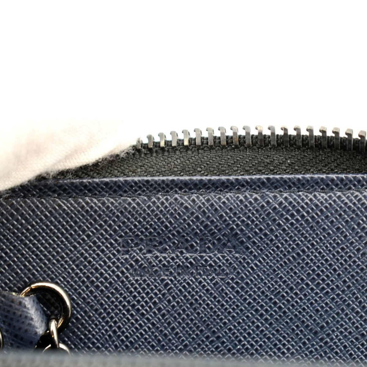 PRADA Saffiano Leather Zip Pouch Black