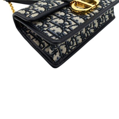 CHRISTIAN DIOR 30 Montaigne Oblique Jacquard Crossbody Bag Blue