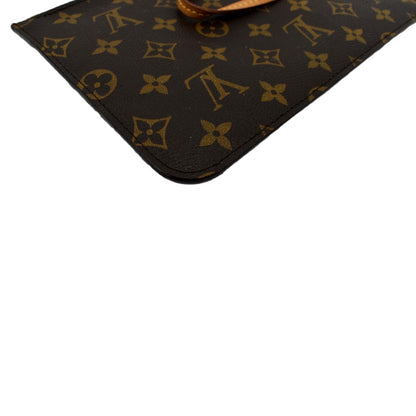 LOUIS VUITTON Neverfull Monogram Canvas Pochette Wristlet Pouch Brown
