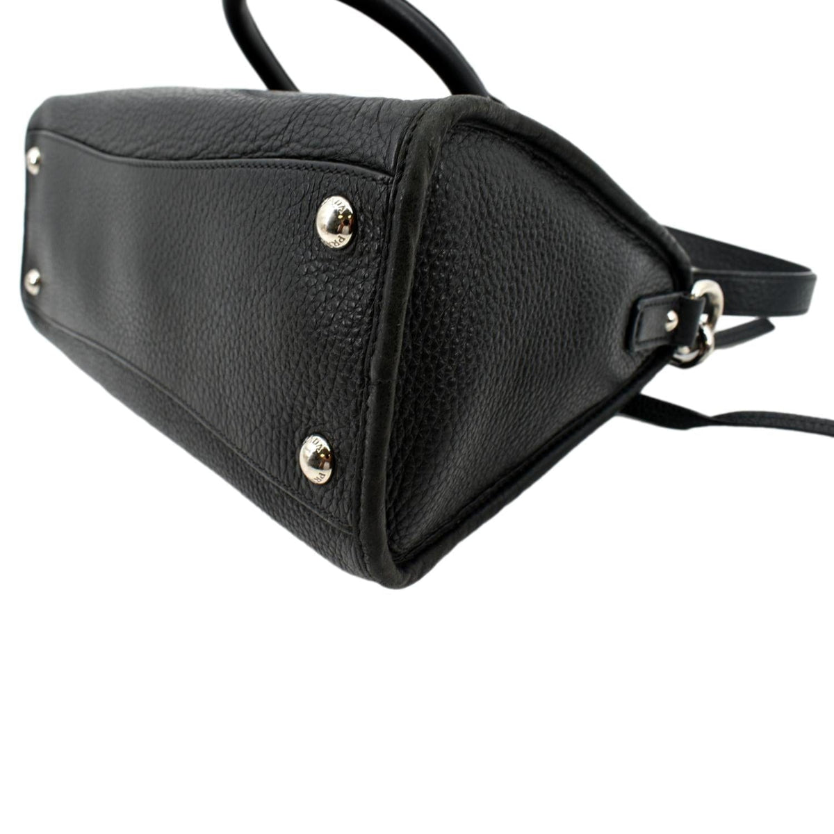 PRADA Vitello Phenix Leather Shoulder Bag Black
