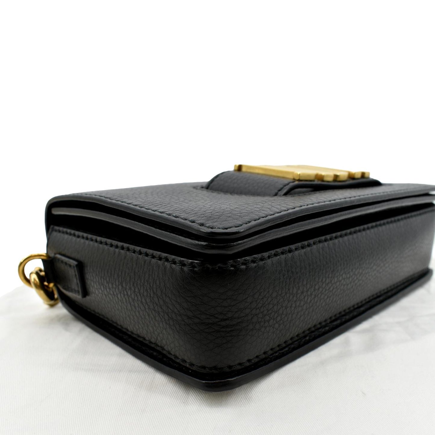 CHRISTIAN DIOR Dio(r)evolution Flap Grained Calfskin Shoulder Bag Black